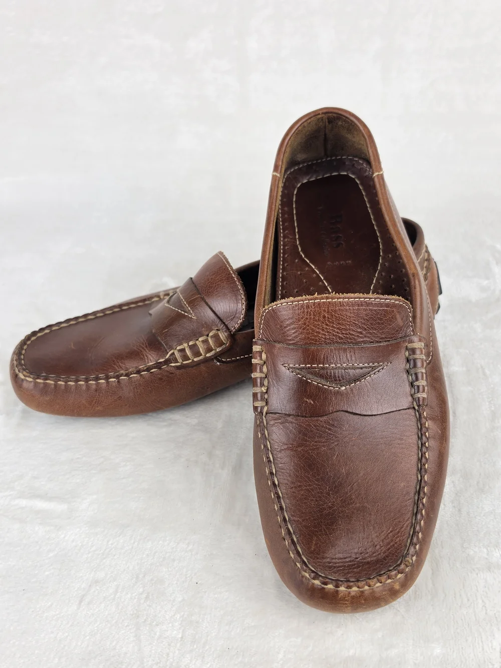 G.H. Bass Fairlane Mens 8.5M Brown Leather Driving Moc Penny Loafers Brazil